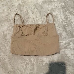 Zara Tan Crop Top with Spaghetti Straps